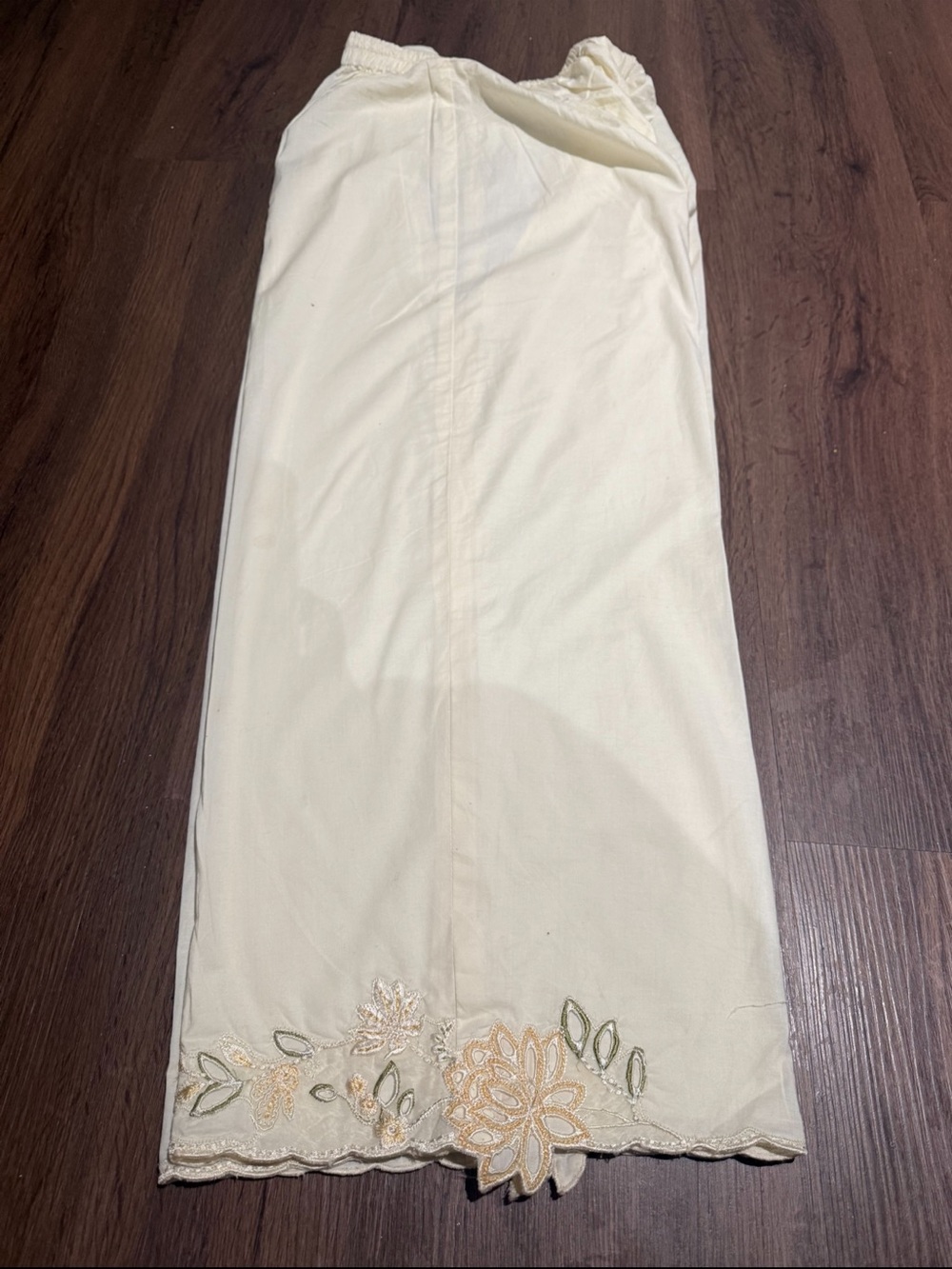 Floral Embroidered Long Sleeve Women’s Dress in Soft Yellow-Green - Picture 16 of 16